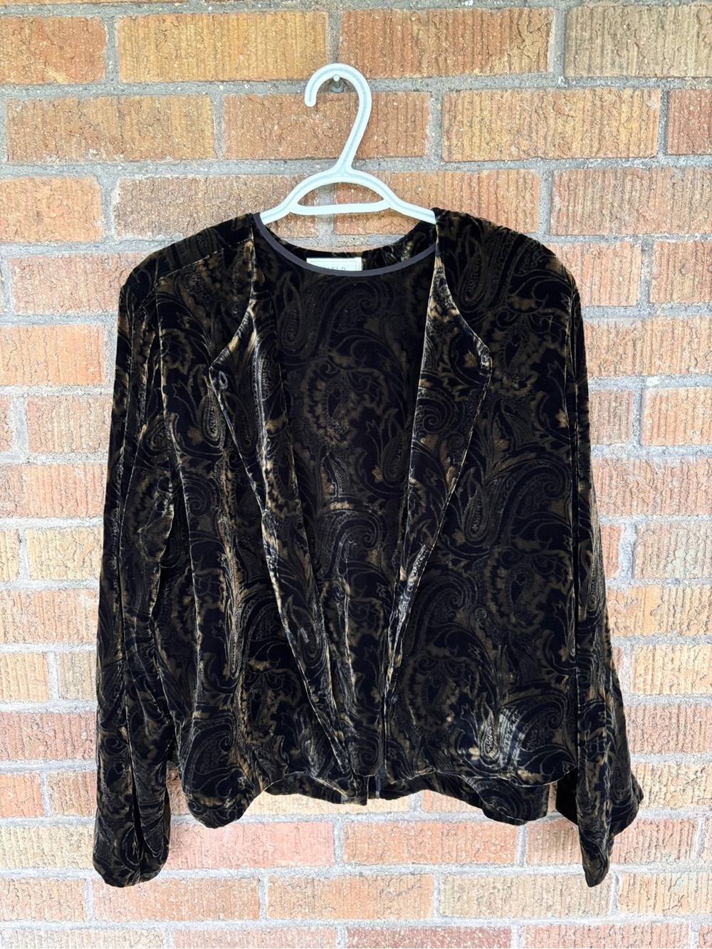 Vintage Field Manor Velvet Silk Blend Cardigan Tank Set Black Paisley Sz 14/L